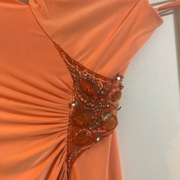 Asymmetrical Neck Evening Gown - Picture 2 of 3